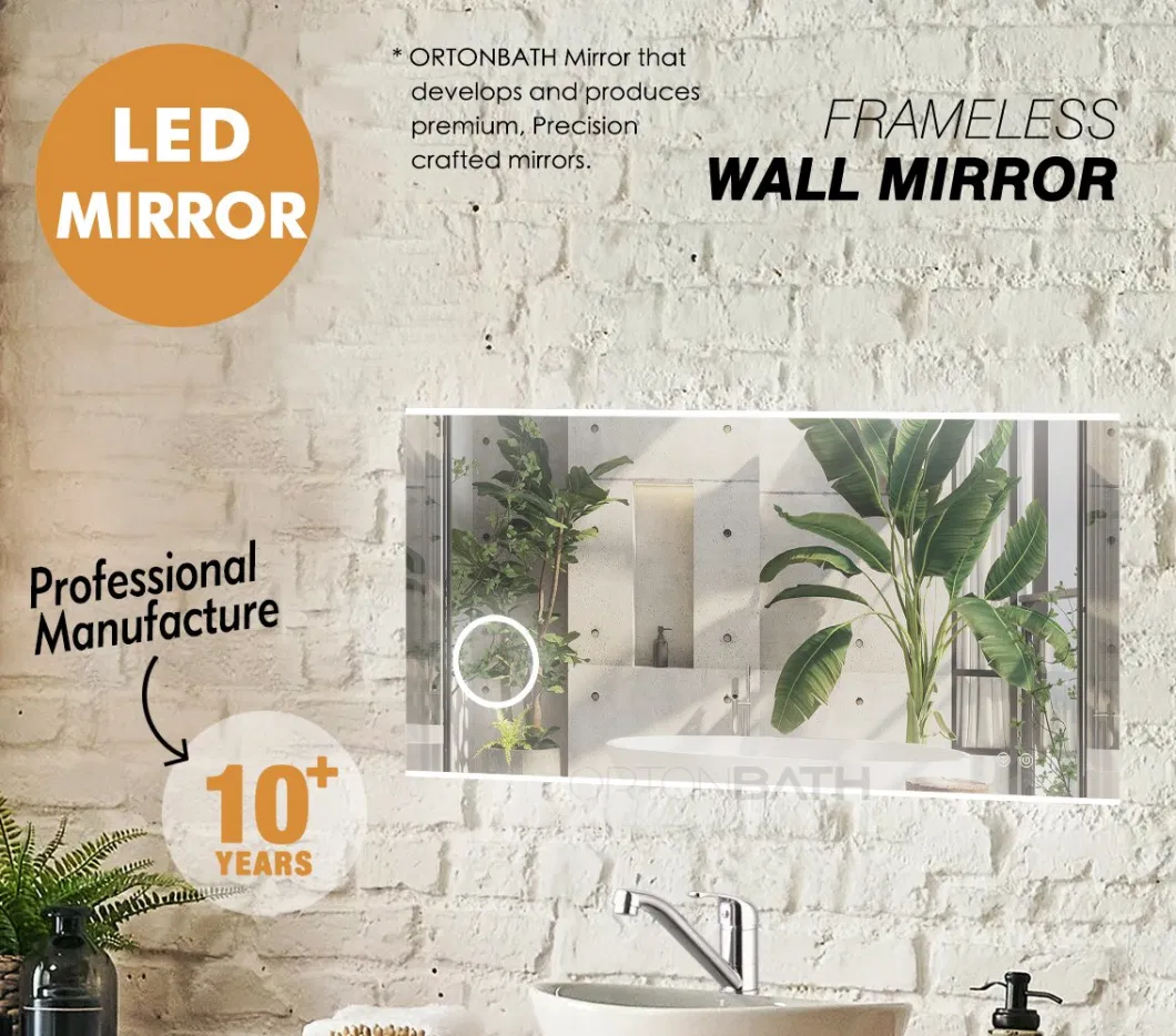 Ortonbath LED Bathroom Mirror with Front and Backlight, Large Dimmable Wall Mirrors with Anti-Fog,Shatter-Proof,Memory,3 Colors, LED Vanity Mirror,Maganifier