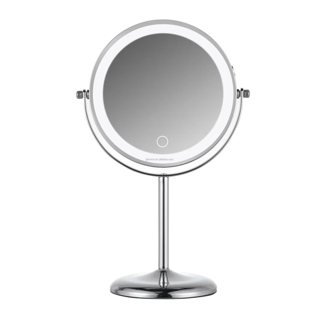 Hot Sale Vanity Mirror Table Makeup Mirrors Customized Logo Black Round 7 Inch LED Cosmetic Mirror