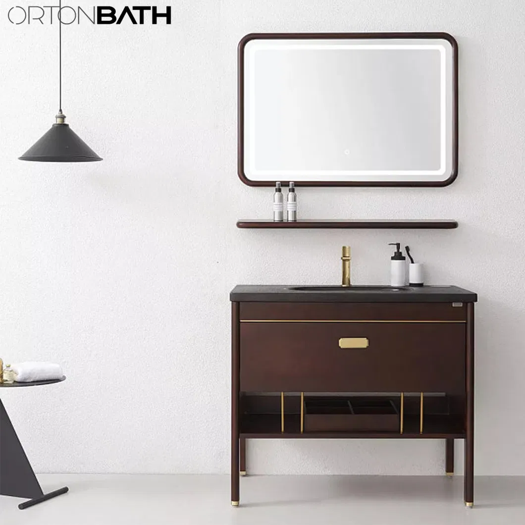 Ortonbath White Framed LED Bathroom Mirror, Wall-Mounted Vanity Makeup Lighted Mirror, Anti-Fog, Dimmable Lights, Waterproof Mirror Cabinet