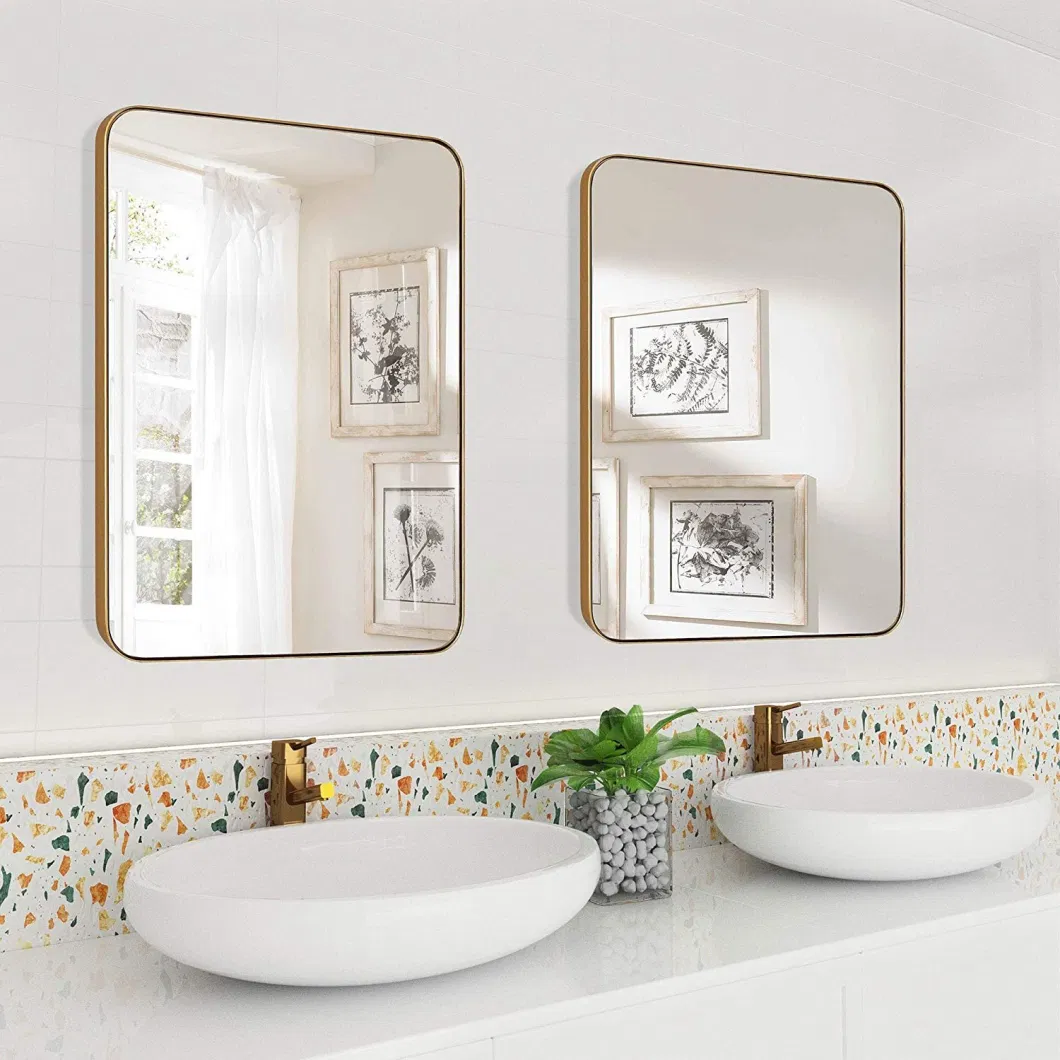 Wall Home Decor Mirror Vanity Salon Cosmetic Dressing Makeup Floor Bathroom Aluminum Ss Metal Frame Washroom Hotel Room Furniture Framed Mirror