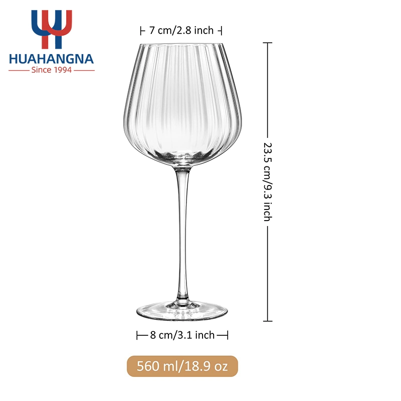 Customize Red Wine Goblet Wine Glass Cup Decorative Vertical Grain Glass