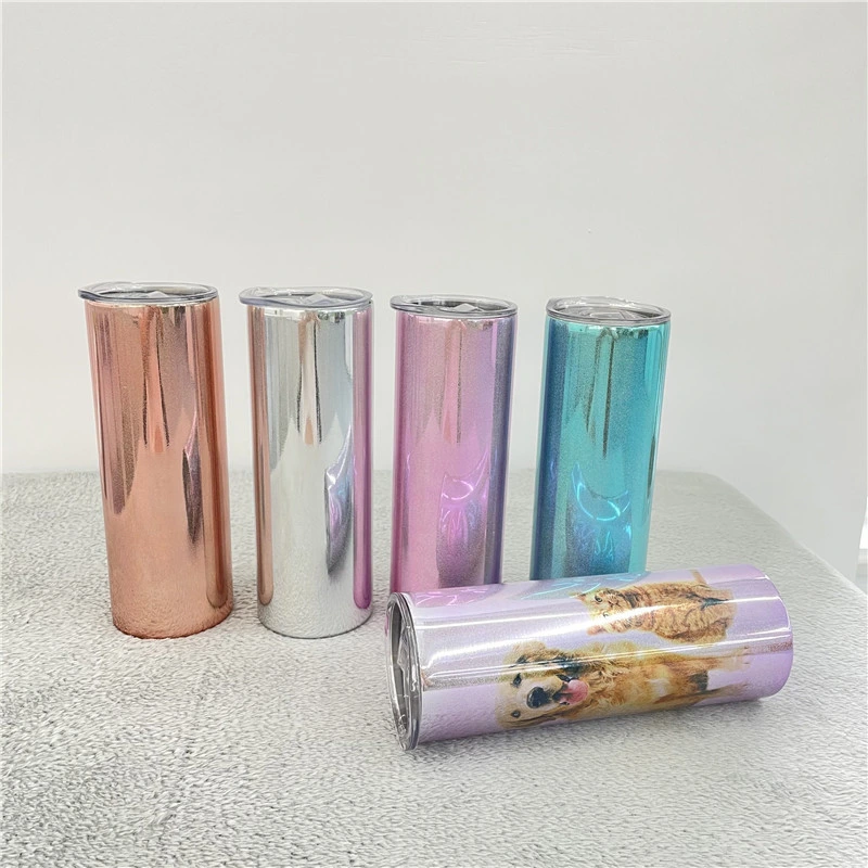 20oz Amazon Hot-Sell Wholesale Blanks Sublimation Magic Mirror Glitter Double-Wall 304 Stainless Steel Skinny Tumbler/ Coffee Mug