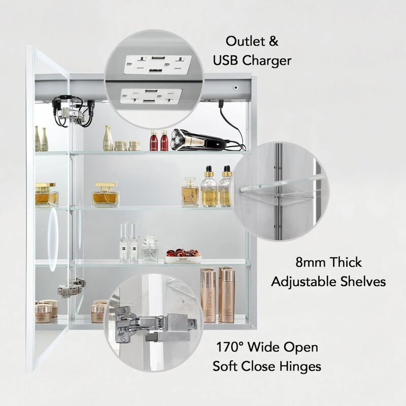 Home Decor Bath Supplies Singel Door Double Medicine Mirror Cabinet for Luxury Sanitary Ware