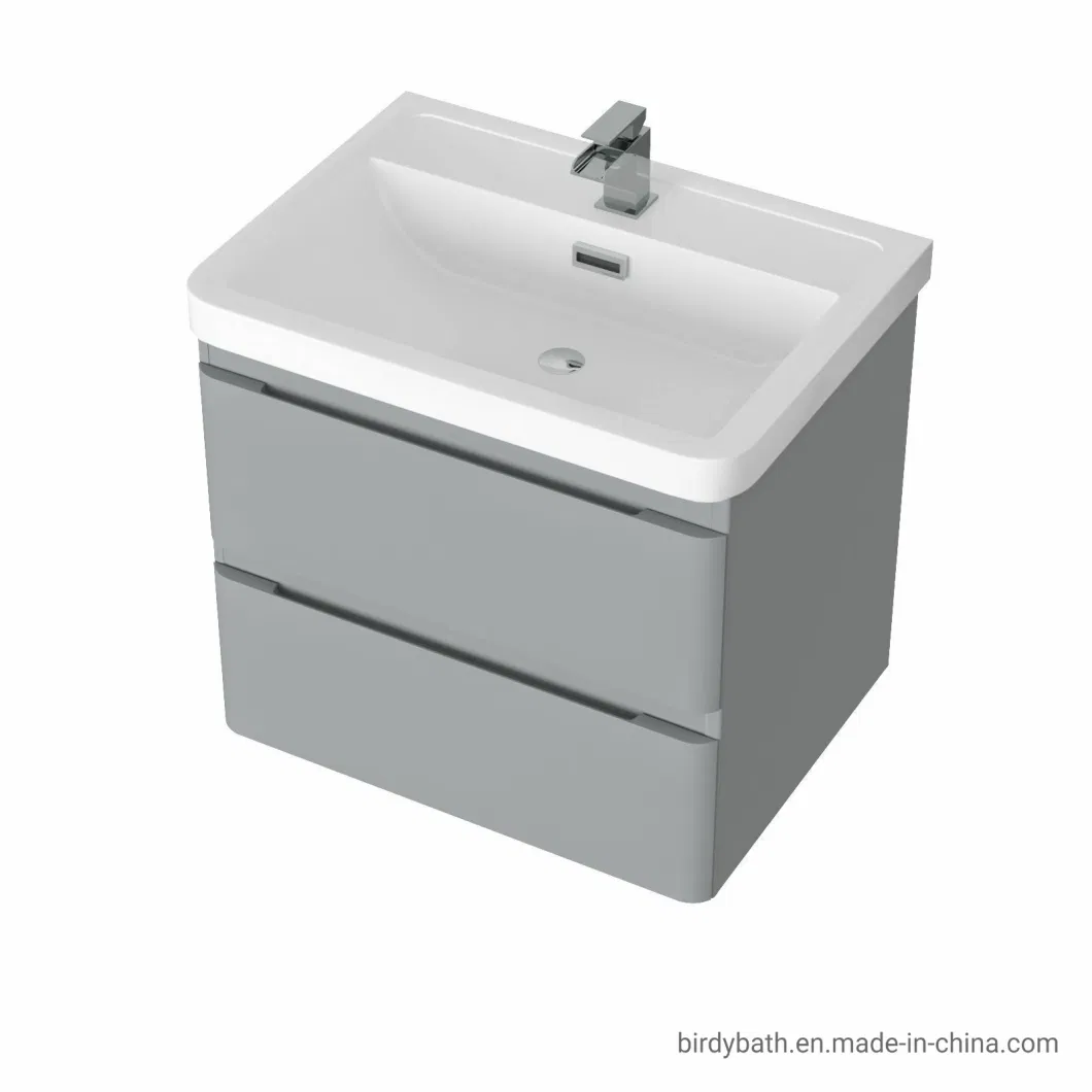 Light Grey 600mm Bathroom Basin Sink Wall Hung Vanity Unit