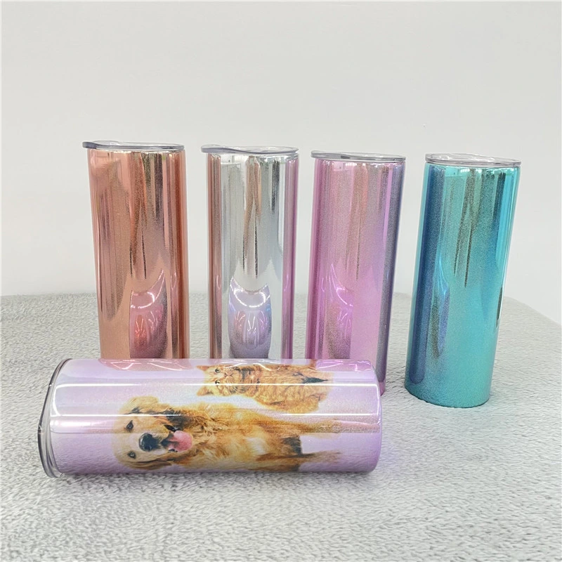 20oz Amazon Hot-Sell Wholesale Blanks Sublimation Magic Mirror Glitter Double-Wall 304 Stainless Steel Skinny Tumbler/ Coffee Mug