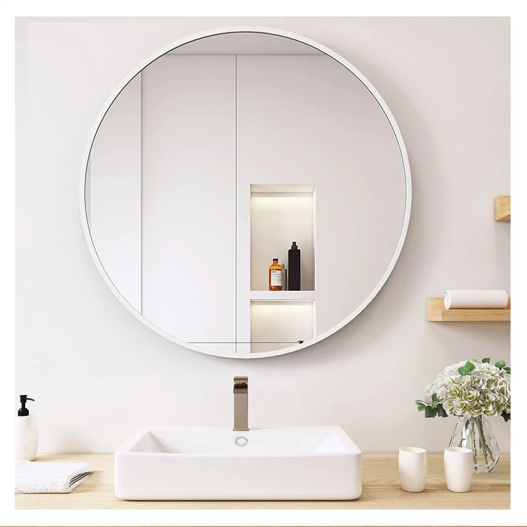 Wholesale Price Frame Frameless Arched Rectangle Round White Metal Wall Mirror LED Mirror Horizontal/Vertical Bathroom Furniture Beveled Salon Mirror