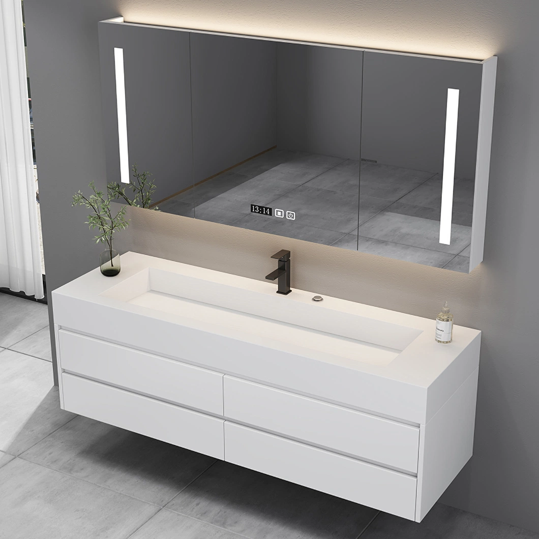 Modern Solid Wood Wash-and-Dressing Cabinet Black Bathroom Corner Luxury Bathroom Cabinet with Mirror Cabinet