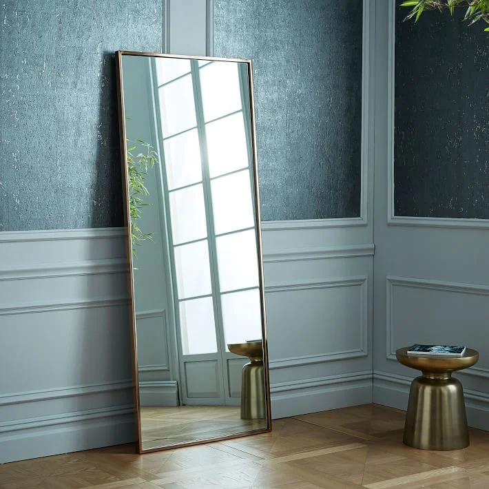 Frame Aluminum Rectangle Rose Golden Black White Standing Floor Mirror