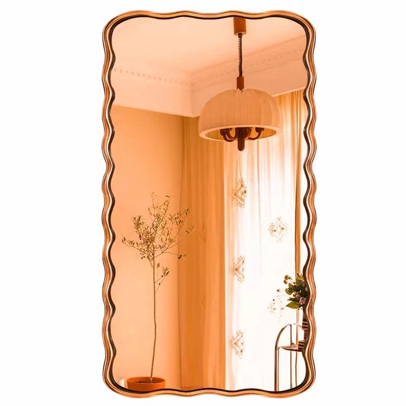 French Retro Full Body Mirror Hanging Wall Golden Floor Mirror Home Cloakroom Bedroom Wave Dressing Mirror