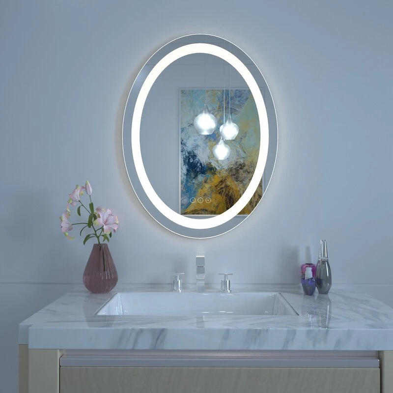 China Factory Oval Bathroom LED Mirror Wall Mounted Furniture for Home Decoration Hotel Beauty Salon