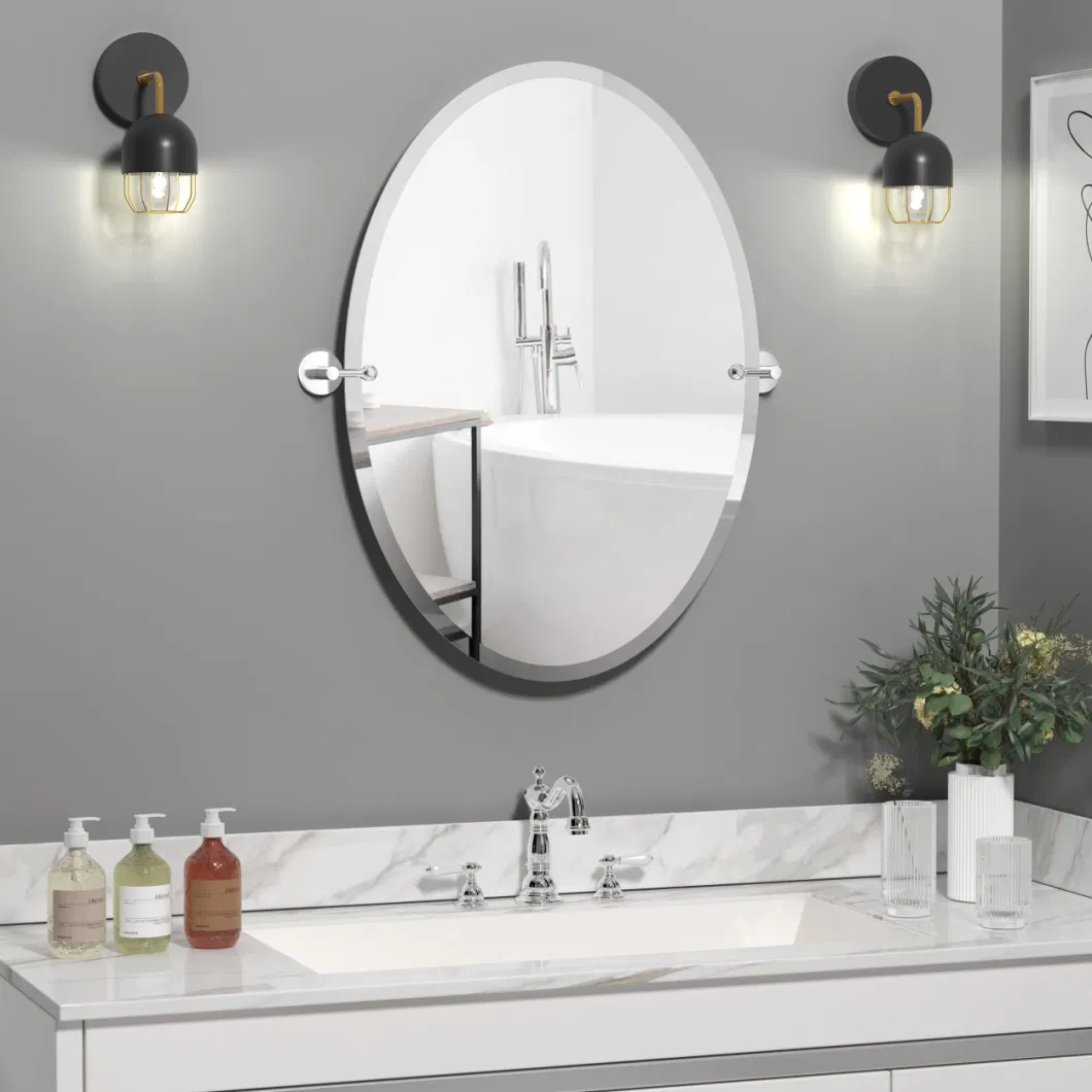 Classic Unique Design Home Decor Beveled Edge Wall Mounted Bathroom Frameless Mirror with OEM Packaging