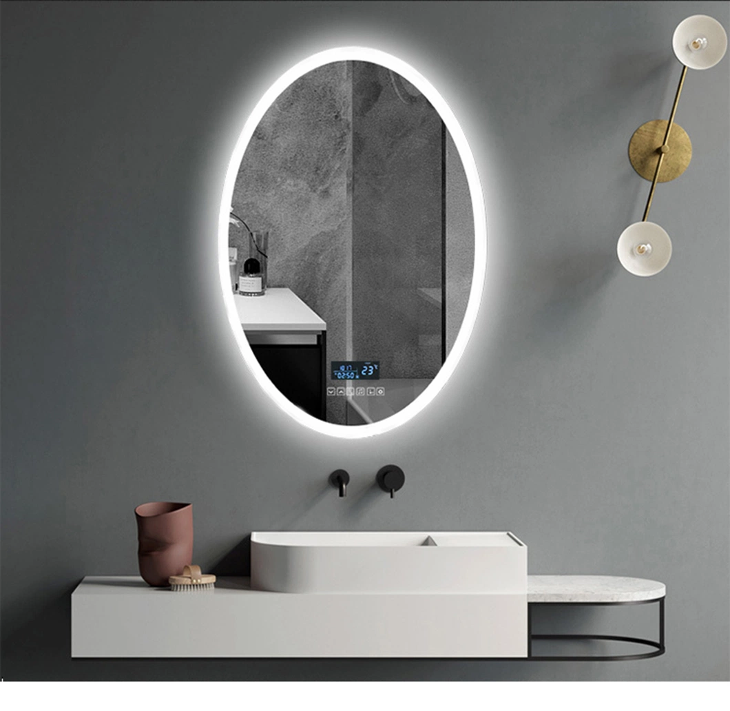 Bath Anti Fog Oval LED Shower Mirror Intelligent Modern Wall Sensor Touch Smart Mirror for Bedroom
