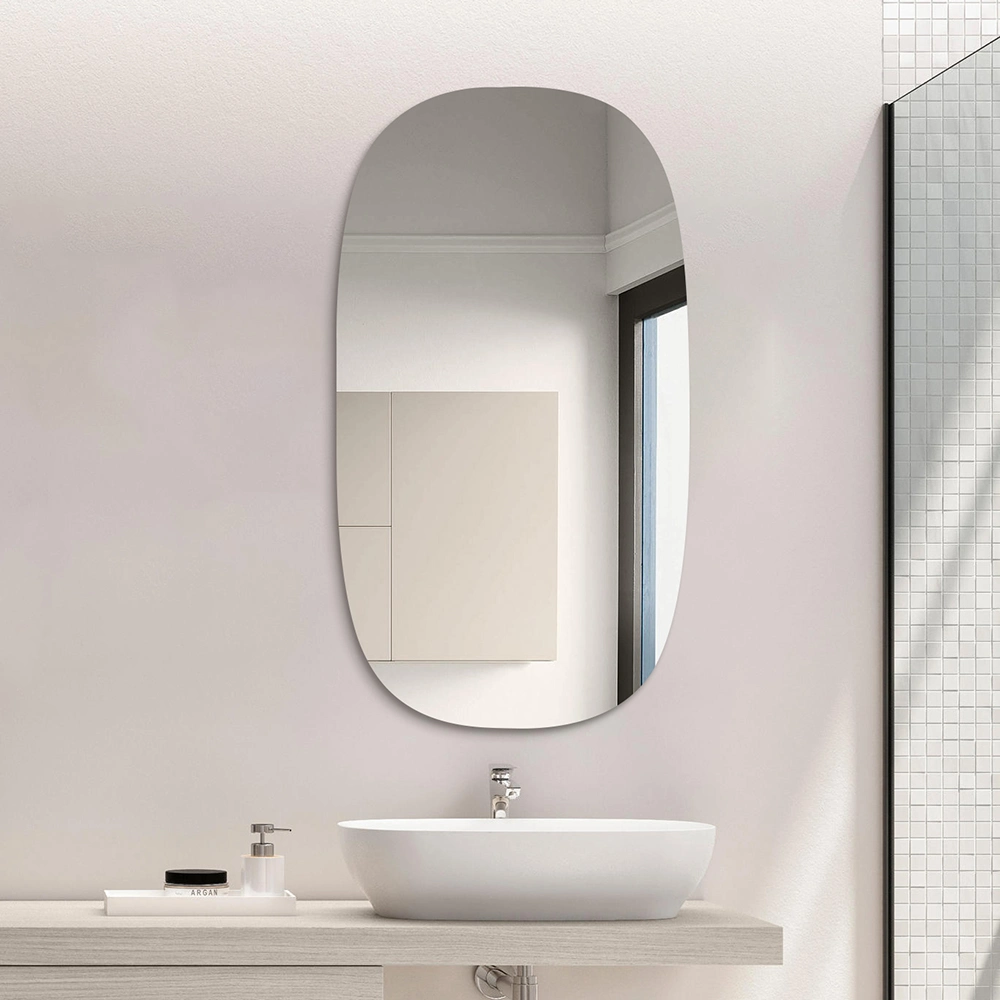 Irregular Oval Mirror Glass Frameless Oblong Oval Mirror Bathroom Wall Mirror