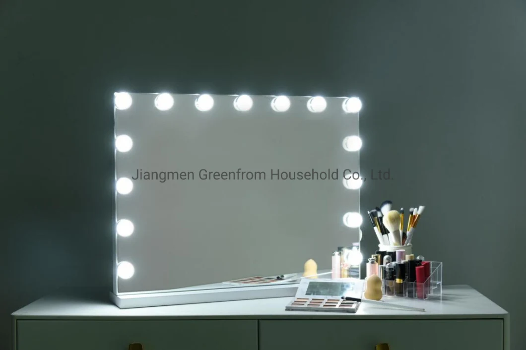 Hot Selling 15 Light Bulbs LED Mirror Hollywood Makeup Mirror with USB Phone Charging