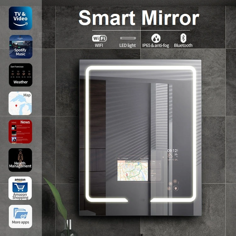 Smart Mirror Interactive Bathroom Android TV Mirror Intelligent Magic Mirror Glass Touch Screen Mirror for Hotel Smart Home Advertising Display