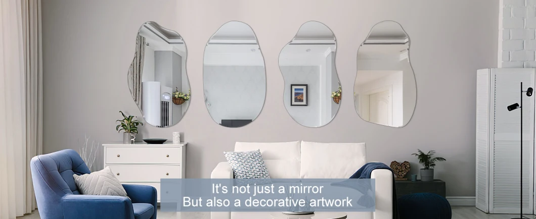 Irregular Mirror for Wall, Large 21&quot;X35&quot; Asymmetrical Wall Mirror Irregular Shaped Stylish Frameless Mirror for Living Room Bathroom Entryway Modern Home