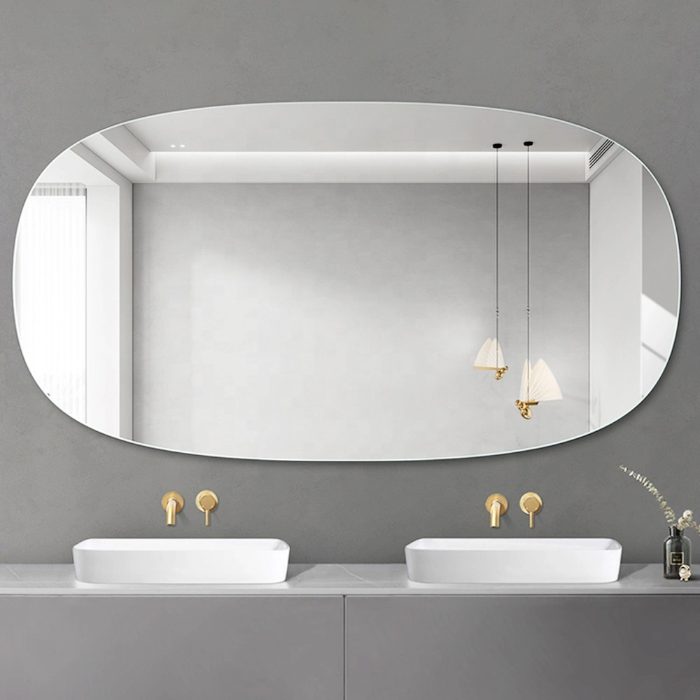 Irregular Oval Mirror Glass Frameless Oblong Oval Mirror Bathroom Wall Mirror