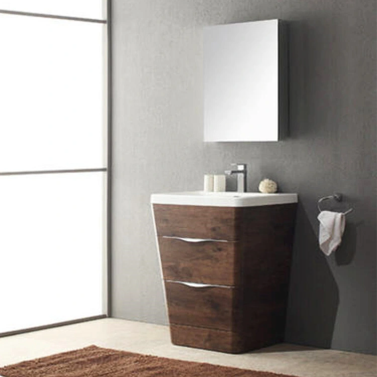 Modern Style Glossy White Bathroom Furniture Vanities and Acrylic Top with Medicine Cabinet