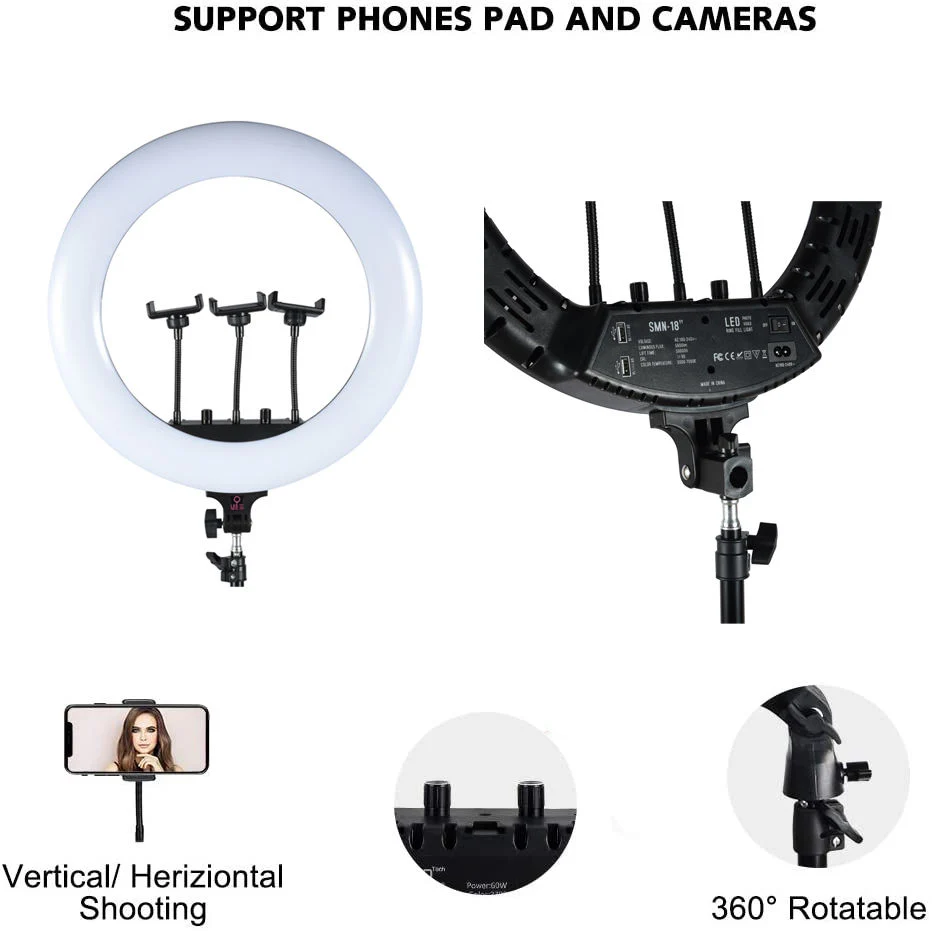 Makeup with Phone Holder Without Stand LED Ring Fill Light