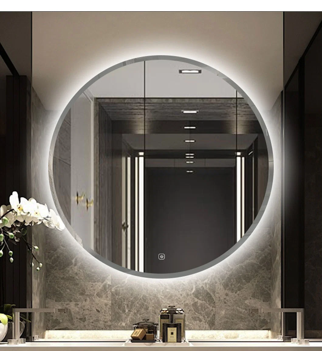 Manufactory Smart Bathroom LED Illuminated Frameless Large Mirror Round Wall Mirror