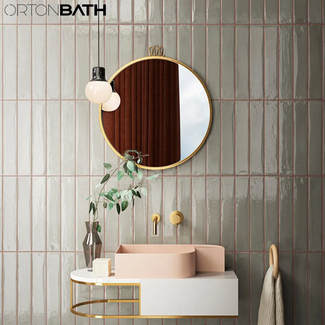 Ortonbath Small Size North Europe Gold Metal Framed Mirror Wall Circle Mirrors Wall Mounted Mirror for Living Room Washroom Entryways Bathroom Make up Mirror