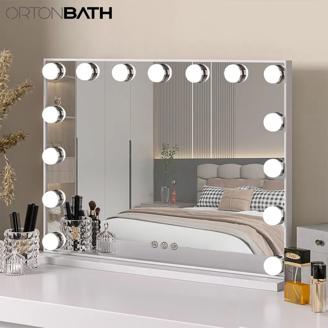 Ortonbath1 Rectangular Table Top Hollywood Make up Smart Bathroom Backlit Anti Fog Vanity LED Light Mirror Wall Mirror Bath LED Mirror