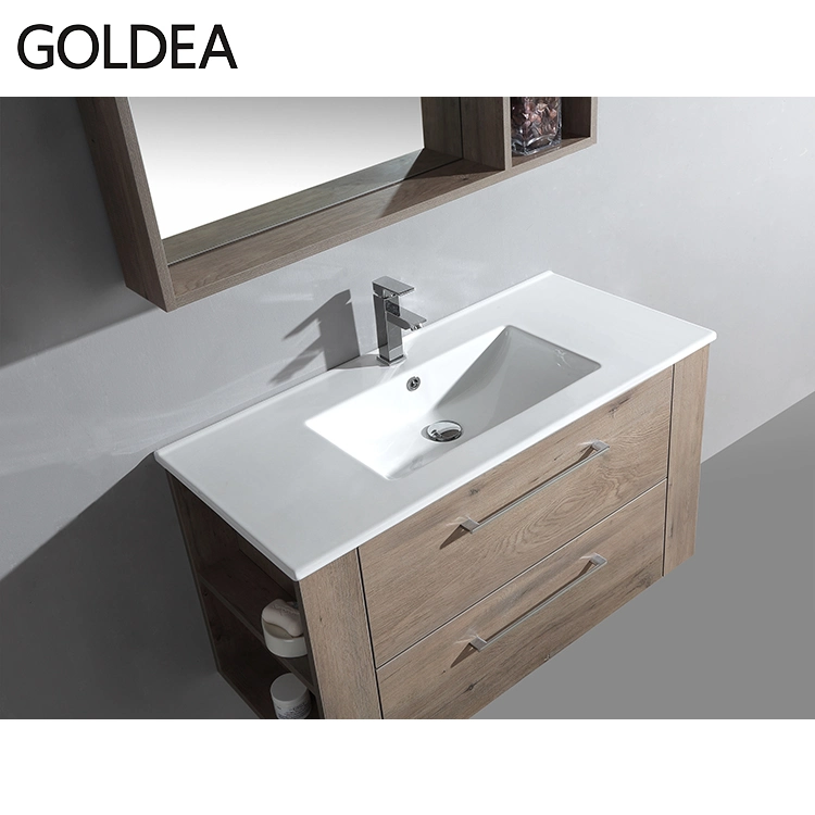 Wall Mount Storage Melamine Bathroom Vanity and Sink Cabinet with Mirror