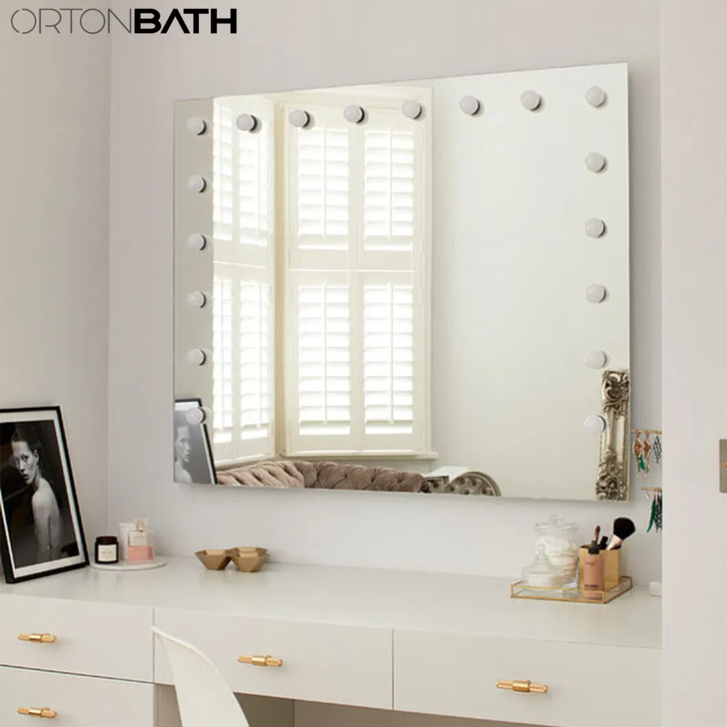 Ortonbath Vanity Mirror, Extra Large Hollywood Lighted Mirror with 18 Dimming LED Bulbs Smart, Tabletop/Hanging Cosmetic Mirror with Touch Screen