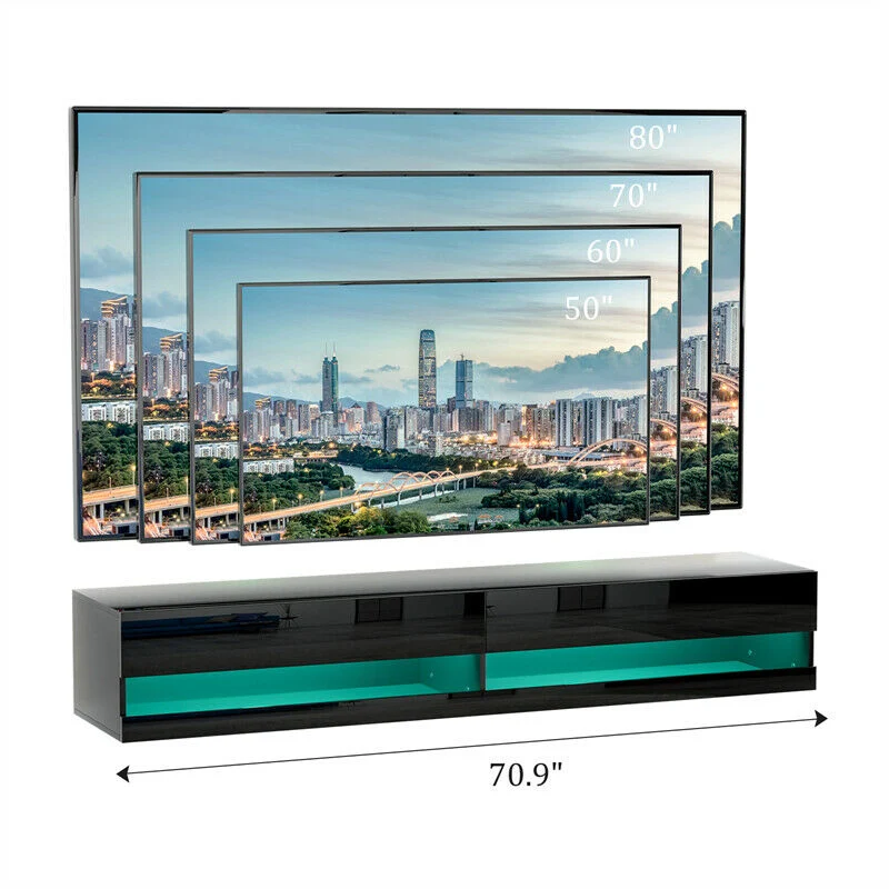 High Glossy Entertainment Large Wall Mounted LED TV Units with Flap Doors