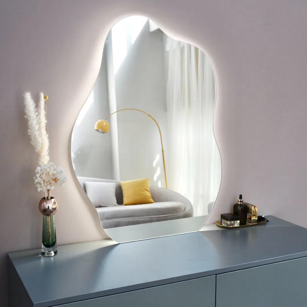 Irregular Backlit Beautiful Anti- Fog Dimming Light Home Decor Modern Bath Mirrors