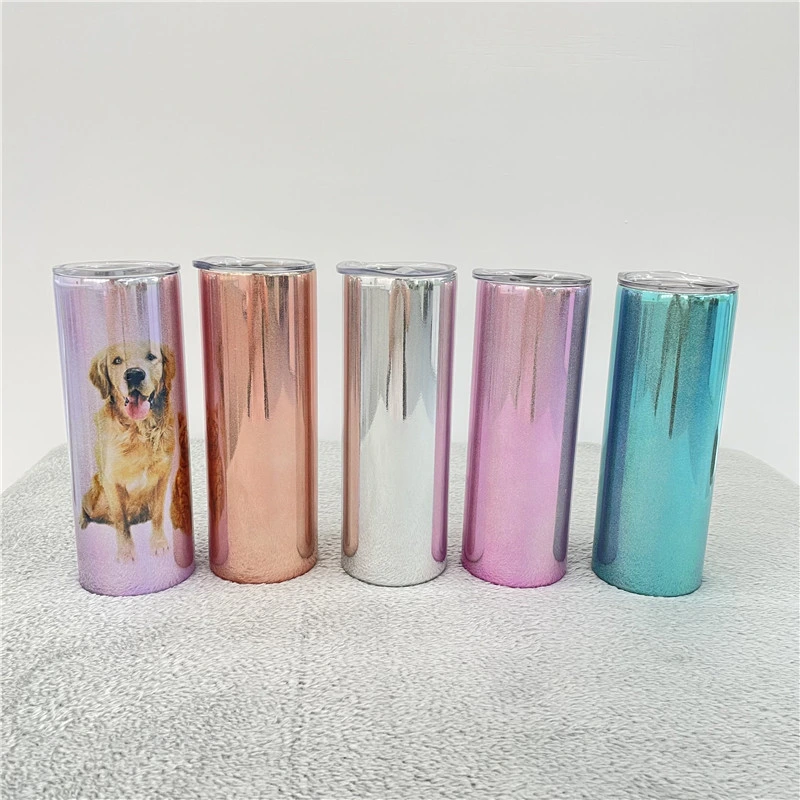 20oz Amazon Hot-Sell Wholesale Blanks Sublimation Magic Mirror Glitter Double-Wall 304 Stainless Steel Skinny Tumbler/ Coffee Mug