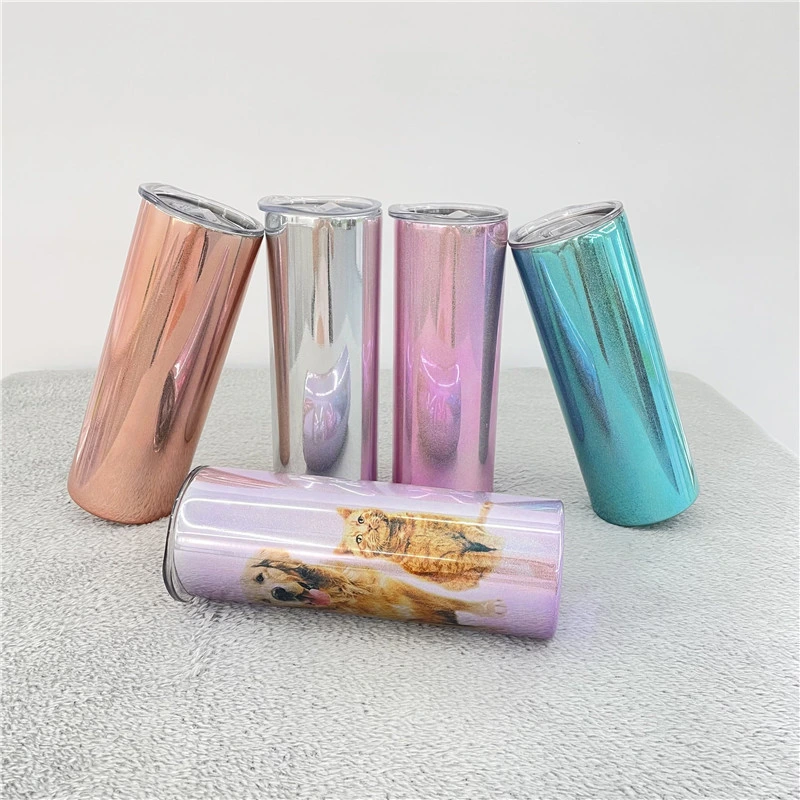 20oz Amazon Hot-Sell Wholesale Blanks Sublimation Magic Mirror Glitter Double-Wall 304 Stainless Steel Skinny Tumbler/ Coffee Mug