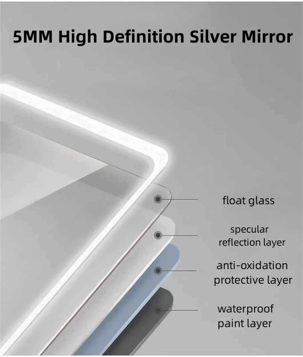 Wholesale Salon Hotel Home Decorative Smart Mirror Full Length Make-up Wall Mounted Beveled Frame Frameless Dressing Vanity LED Bathroom Mirror