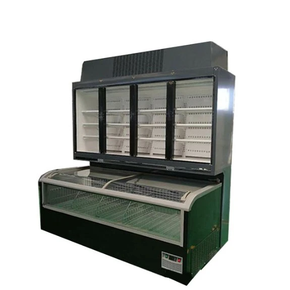 Commercial Display Freezer Wall Supermarket Refrigerator Built-in Air Curtain Cabinet