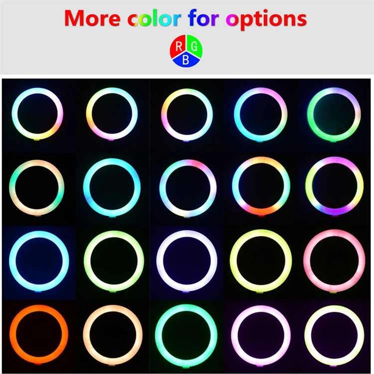 Dimmable RGB LED Ring Light Kit for Makeup Video Studio