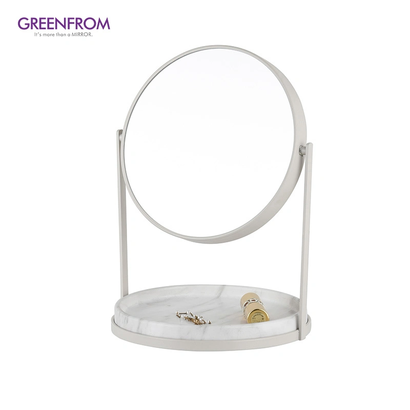 Desktop Mirror Rotating Dresser with Storage Tray Cosmetic Mirror