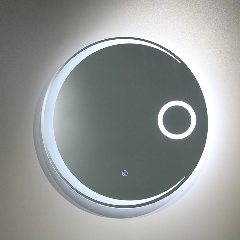 European Simple Hotel Round Decorative Illuminated Lighted LED Bath Mirror for Bathroom