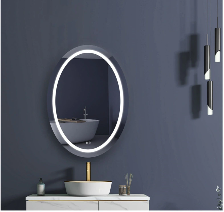 Bathroom Anti Fog Oval LED Shower Mirror Intelligent Touch Smart Mirror