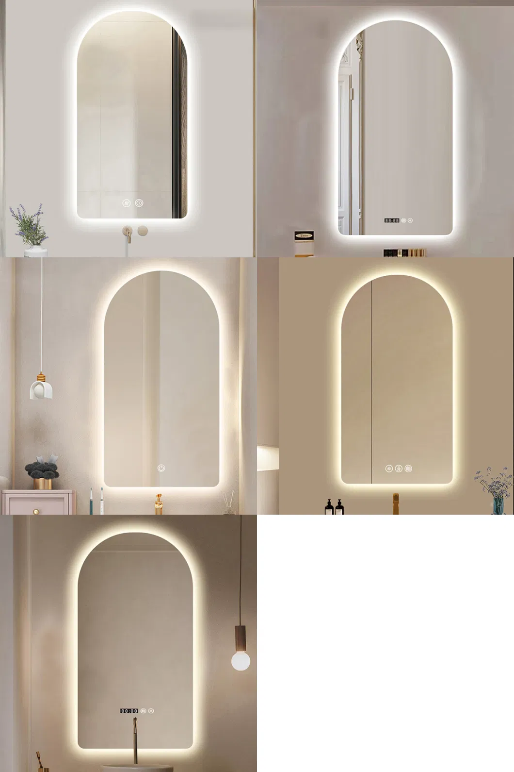 Hot Selling Fancy Full Length Arched Corner Wall LED Hair Salon Mirrors