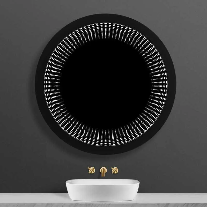 Round Wall-Mounted Magic Mirror Intelligent Light-Emitting 3D Thousand-Layer Abyss Mirror LED Tunnel Infinite Mirror