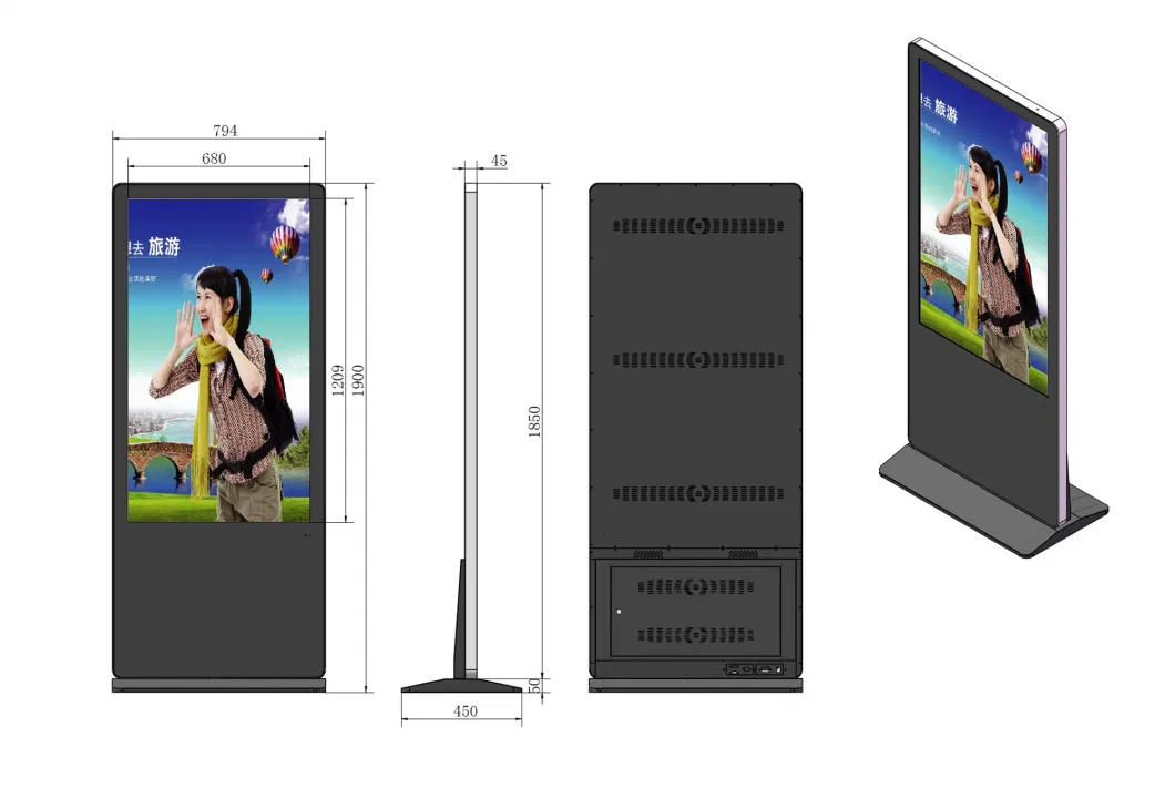 55 Inch LCD Floor Standing Smart Clothing Touch Screen Phone Sync Magic Mirror