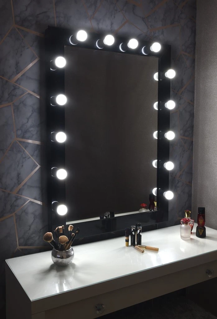 Ortonbath Large Vanity Mirror with 14 Dimmable LED ,Extra Big Hollywood Makeup Mirror with 3 Color Lights,USB Charging Port, Large Lighted Mirror ,Touch Control