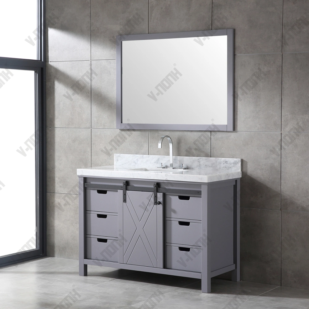 Classic Free Standing Wash Grey Finish Double Bathroom Cabinet