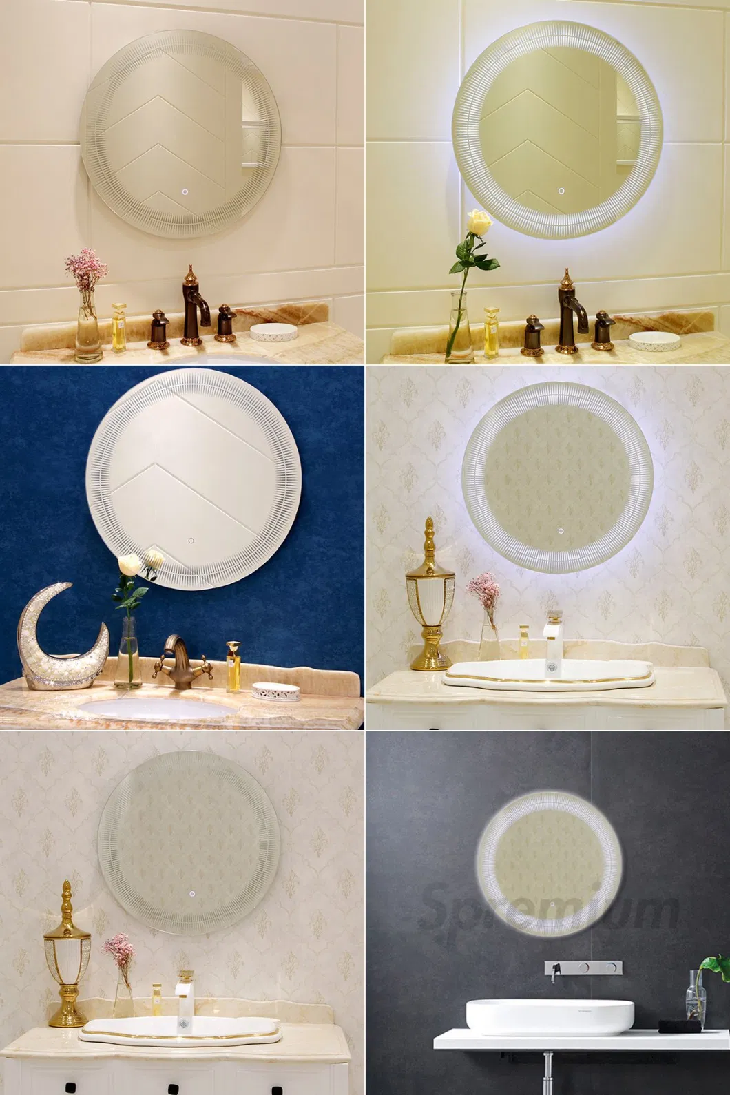 LED Round Touch Circular Sensor Movable Decorative Wall Bathroom Smart Mirror with Back Light