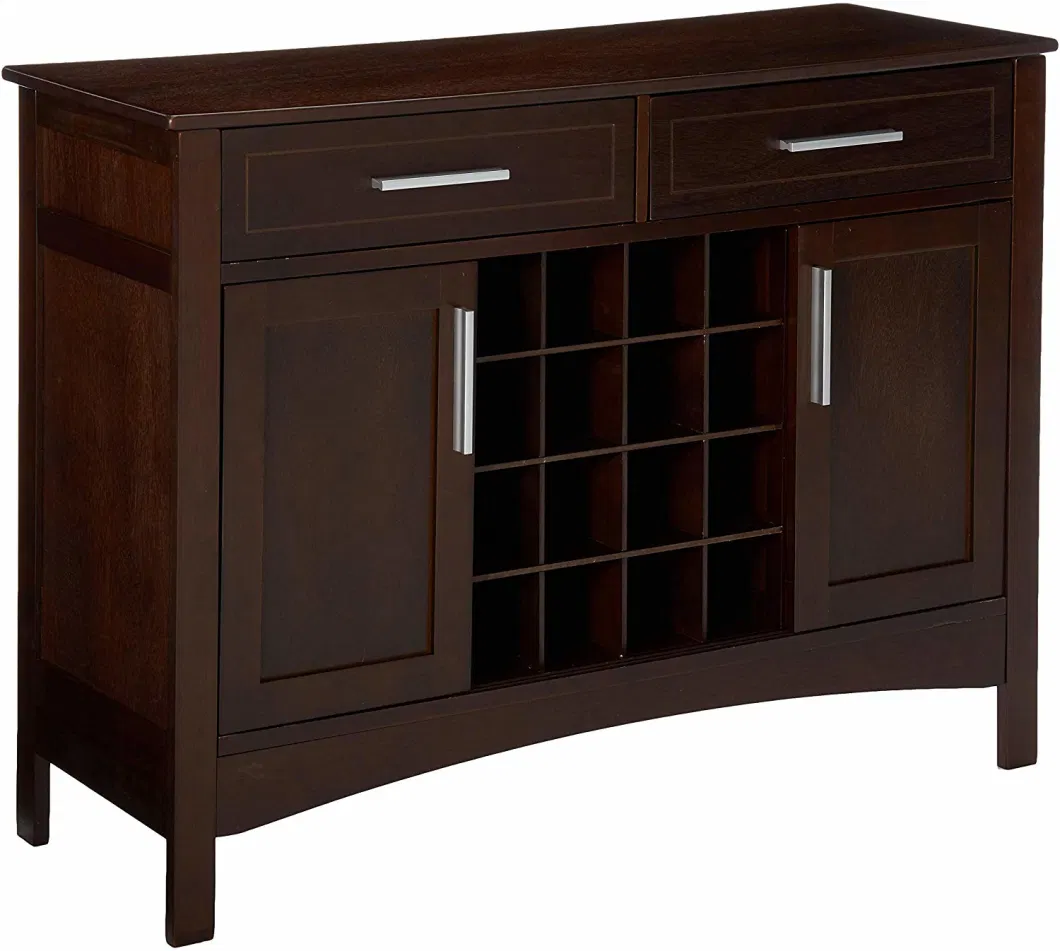 Chinese Furniture Wooden Buffet Modern Kitchen Cabinet Dark Walnut Buffet Sideboard with 2 Door 2 Drawer