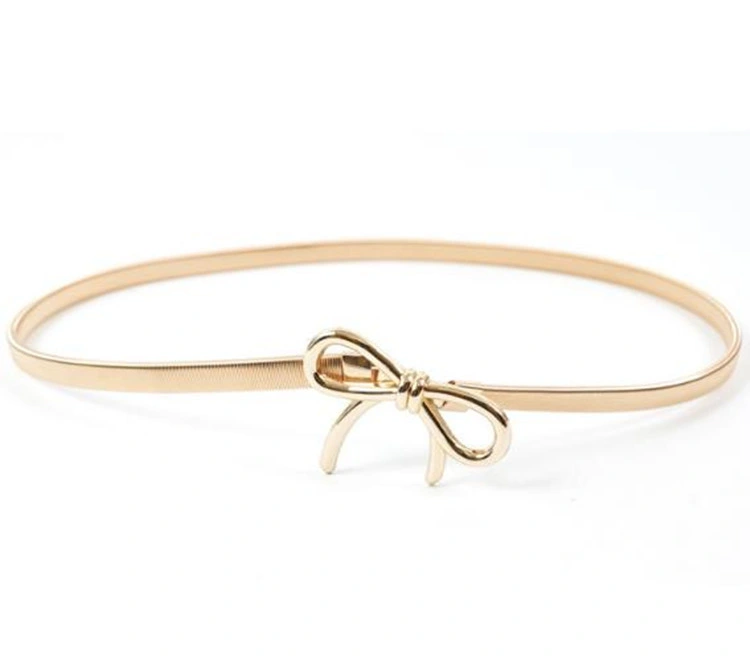 Designer Metal Cinch Gold Skinny Waist Mirror Elastic Belts