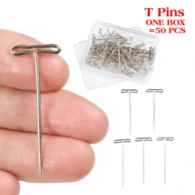 T Shape Needle Wig T Pins Needles for Wig Hold on Canvas Block Head Wig Toupee Making Hair Weaving Tools