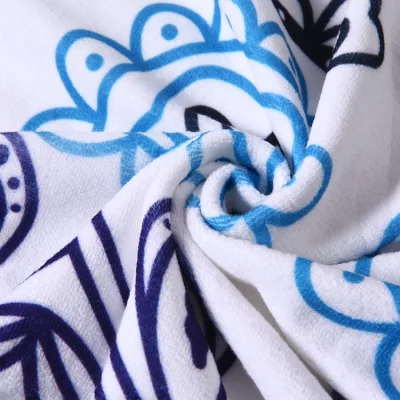 Custom Large Size Warp Terry Printed Sublimation Microfiber Round Beach Towel Portable Quick Dry Micro Fibre Beach Towel with Tassels Pool Bath Towels