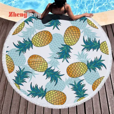 Full Microfiber Material Warp Knitted Beach Towels with Colors or Artworks Printed