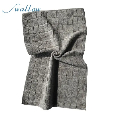 Microfiber-Cloth Warp-Knitted Towel Grey Color 40*65cm Microfiber Lattice Towel